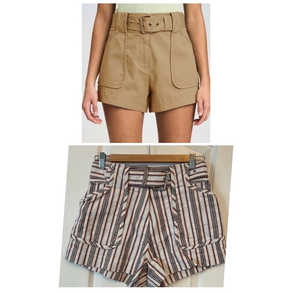 Derek Lam 10 Crosby Monterey stripped belted  shorts